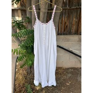 Romantic Victoria’s Secret White Cotton Nightgown with Red Ribbon Detail